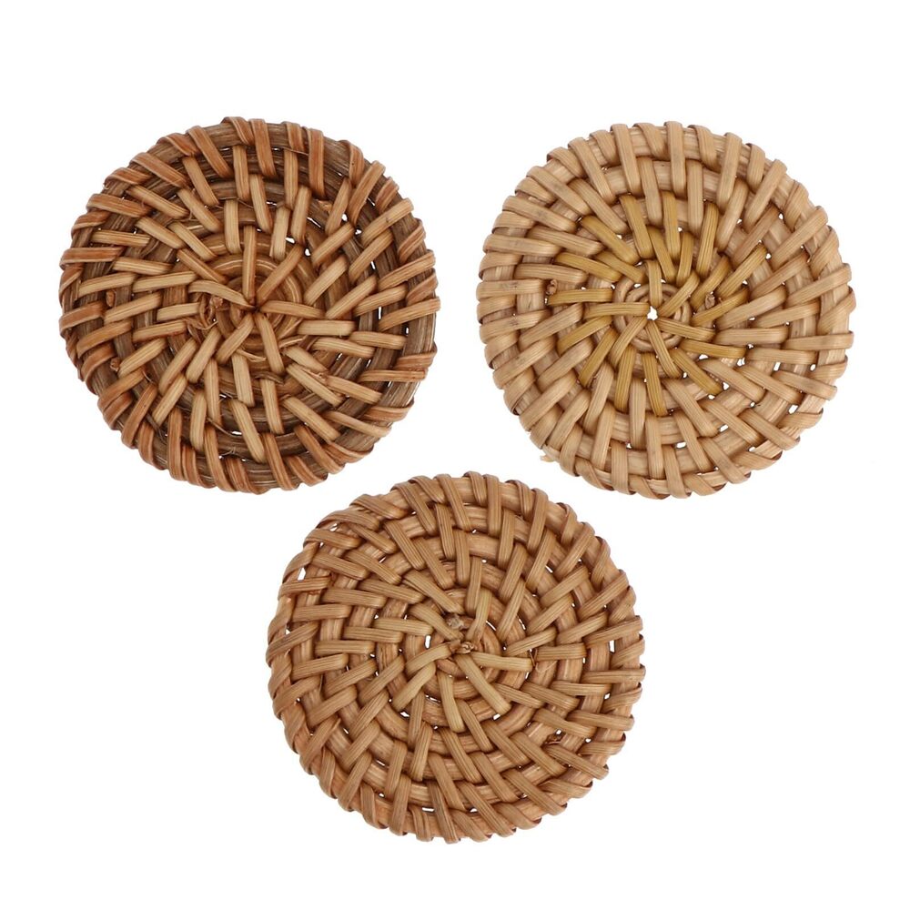 8646 6 Pcs Rattan Buttons Rattan Charm Pendant Statement Necklace Wicker